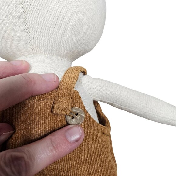 Handmade Stuffed Mouse Doll Tan Overalls Button Details Soft Toy - Picture 4 of 9